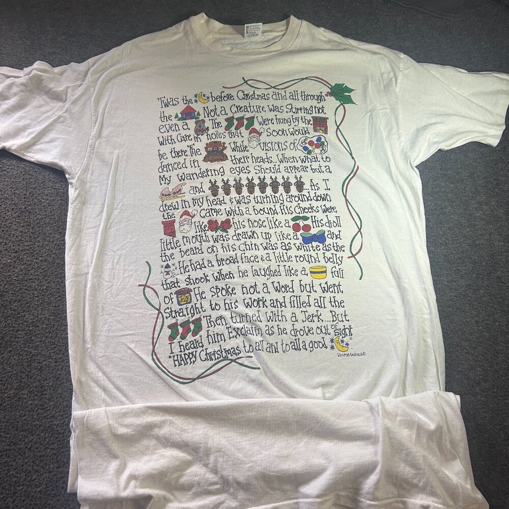 Vintage Single Stitch Merry Christmas Night Before‎ Christmas T-shirt One Size